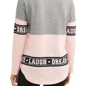 Adorable Lace - up Long sleeve Pink & Gray Top
